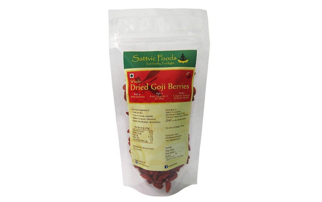 Sattvic foods Whole Dried Goji Berries    Pack  100 grams